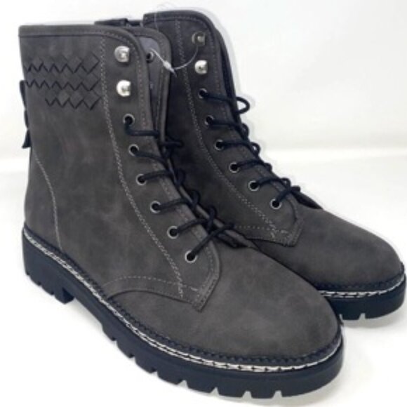 XOXO Women's Pascal Combat Lace Up Boot Gray Size 6.5 - Picture 2 of 6